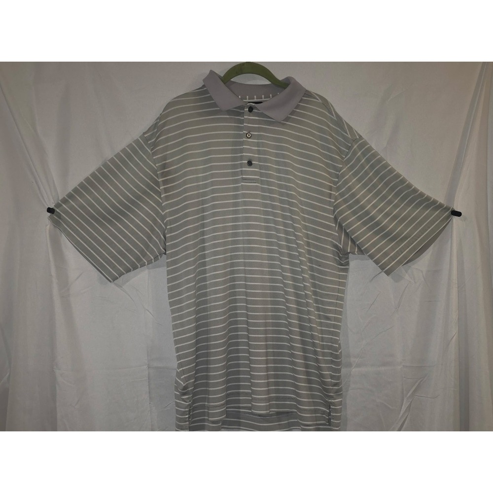 FootJoy Mens Striped Golf Polo Shirt Grey‎ White Short Sleeve Size Large